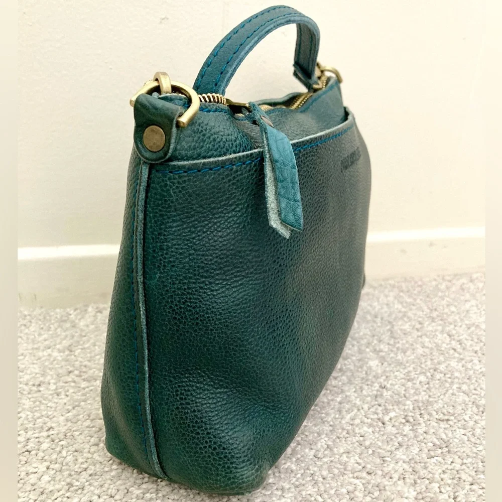 Portland Leather PLG Poppy Lagoon Teal Green Pebbled Leather Crossbody Bag Purse